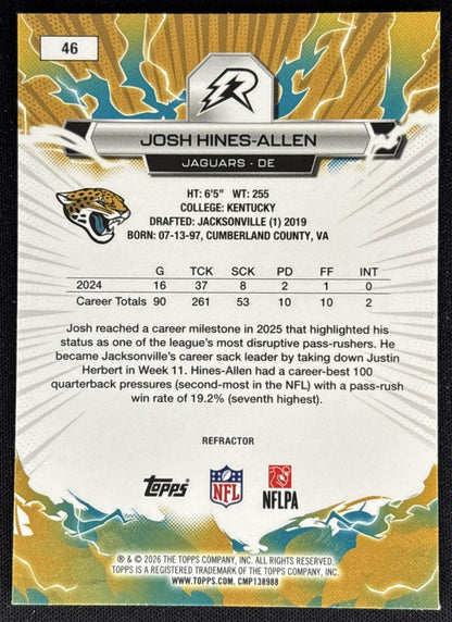Josh Hines-Allen 2025 Topps Resurgence Refractor Jaguars back