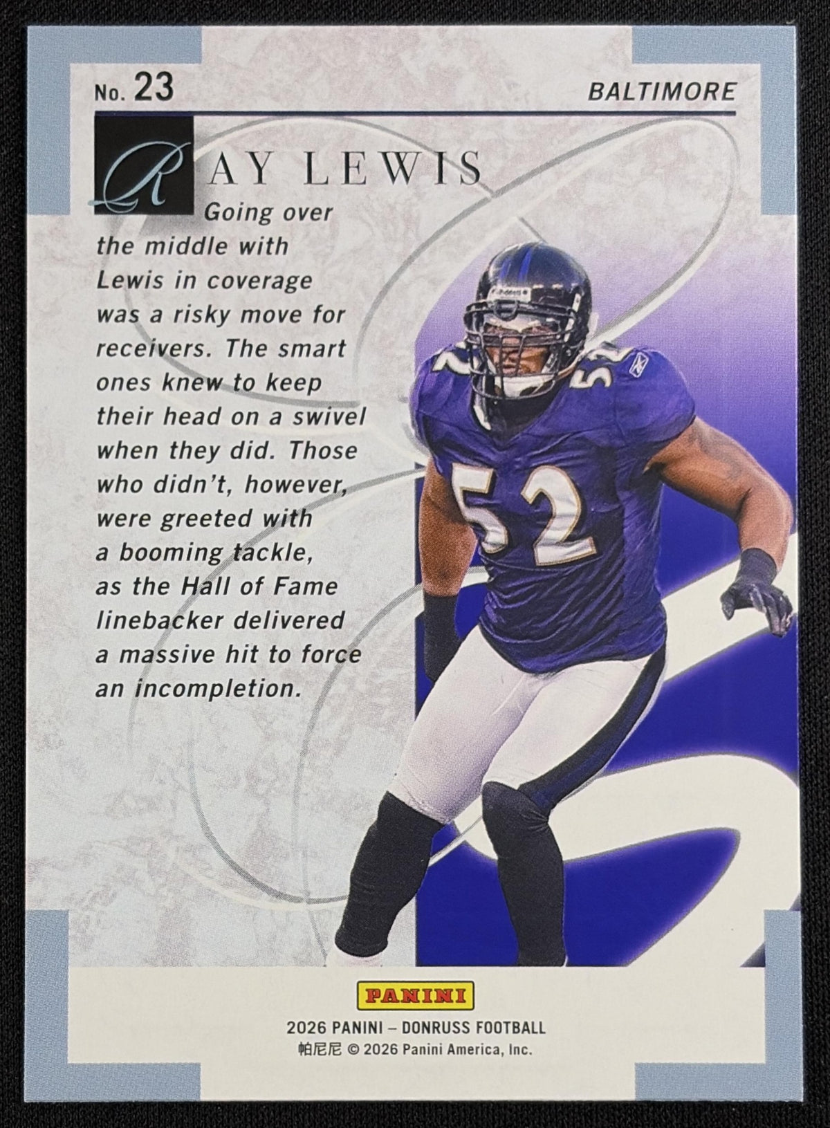 Ray Lewis 2026 Panini Donruss Elite Series Pink Ravens