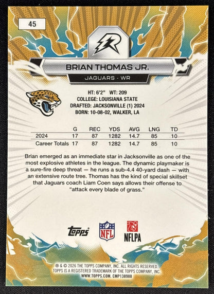 Brian Thomas Jr. 2025 Topps Resurgence Jaguars Jacksonville Jaguars back