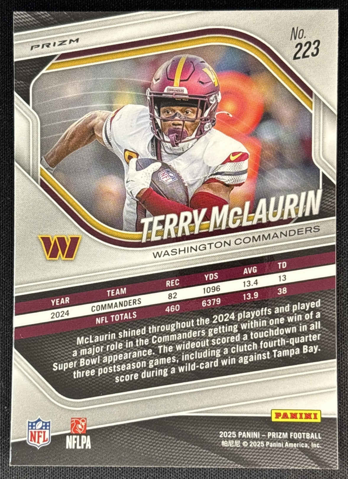 Terry McLaurin 2025 Panini Prizm Neon Green Pulsar Commanders - Washington Commanders