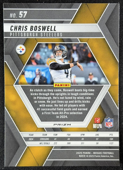 Chris Boswell 2025 Panini Mosaic Reactive Purple Prizm Steelers