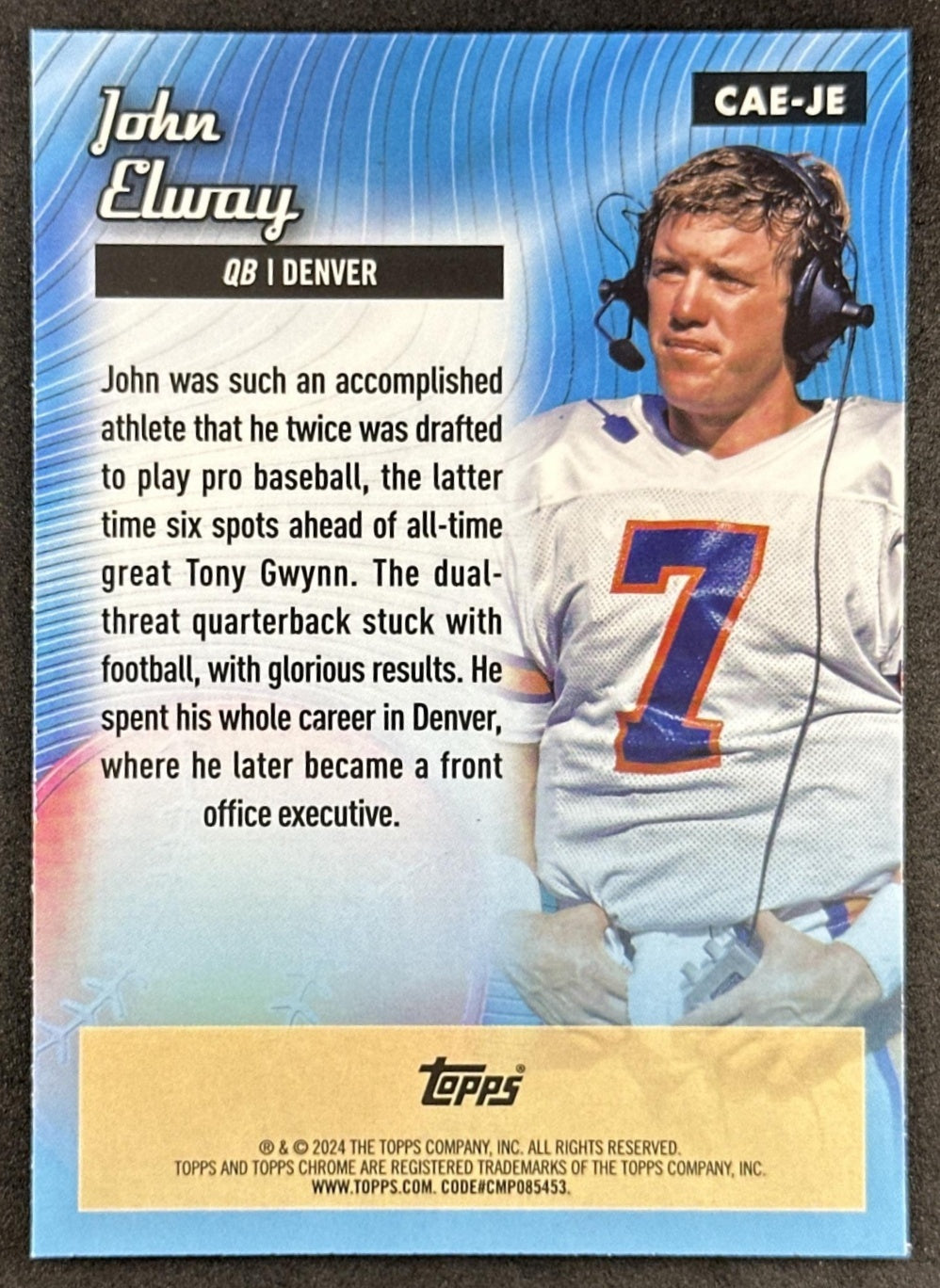 John Elway 2024 Topps Chrome All-Etch Lazer Refractor Broncos Sports Trading Card