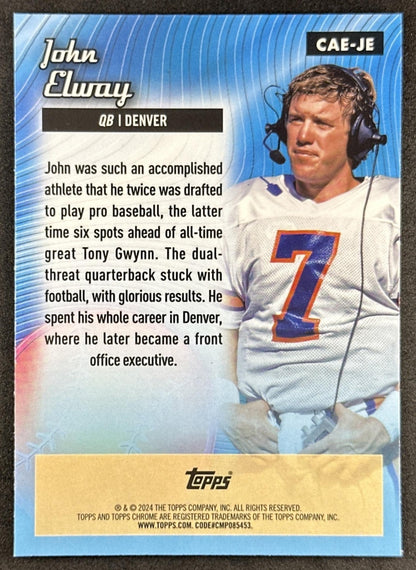 John Elway 2024 Topps Chrome All-Etch Lazer Refractor Broncos Sports Trading Card