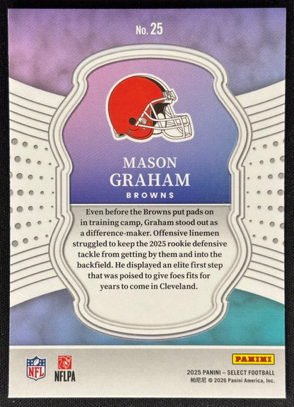 Mason Graham 2025 Select Certified Rookies Browns Sports Trading Card