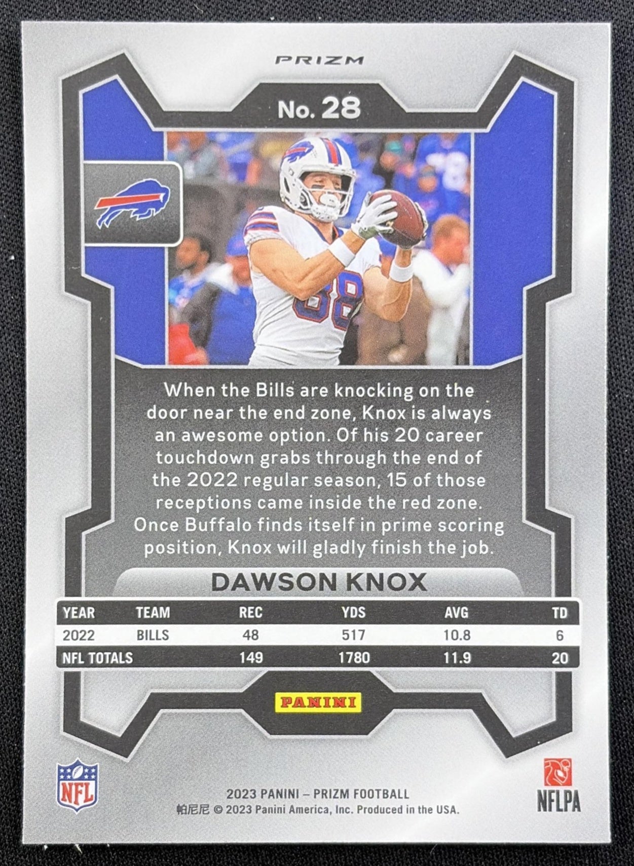Dawson Knox 2023 Panini Prizm Green Wave Bills
