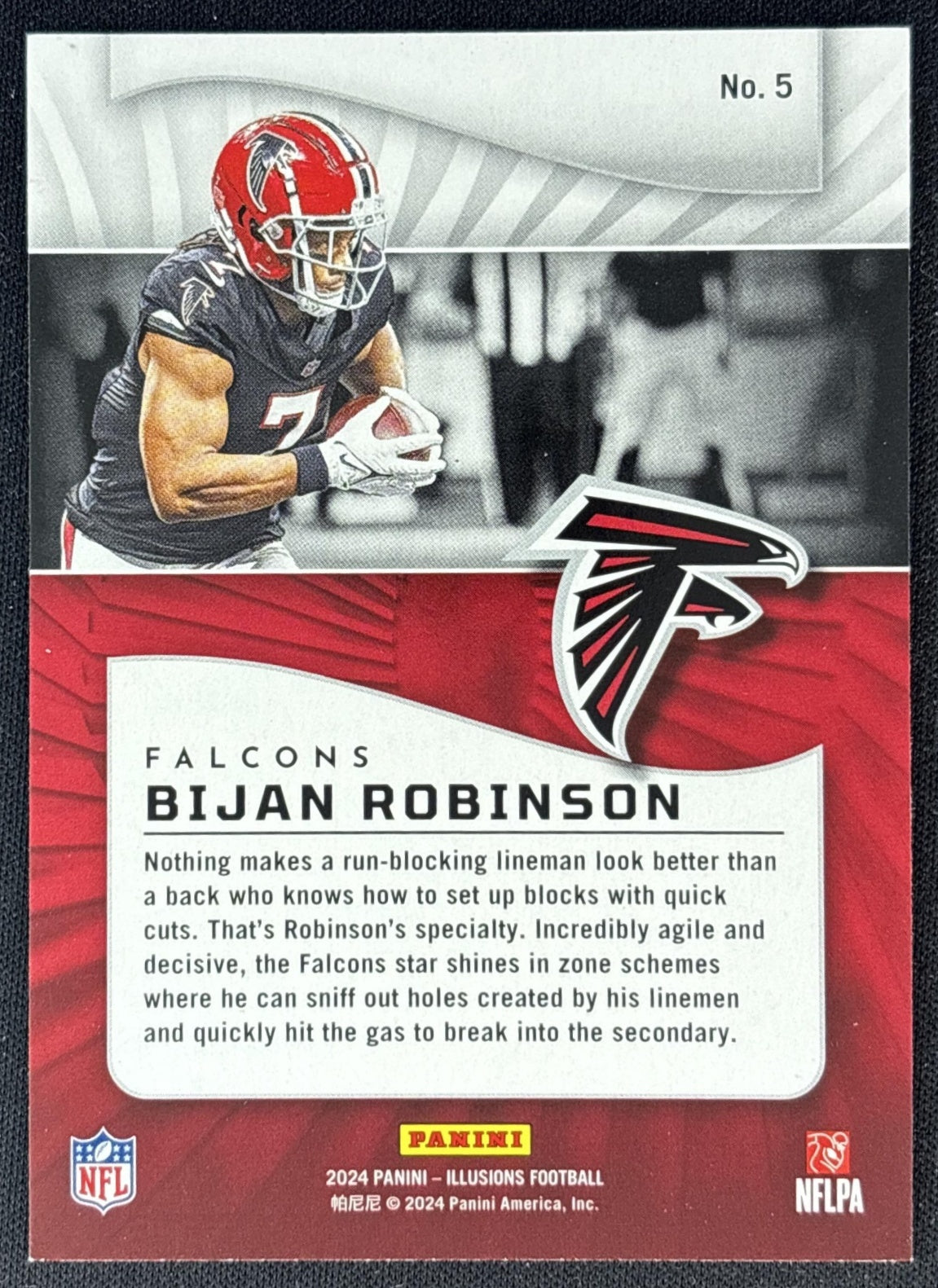 Bijan Robinson 2024 Panini Illusions Orange Trophy Collection Falcons back