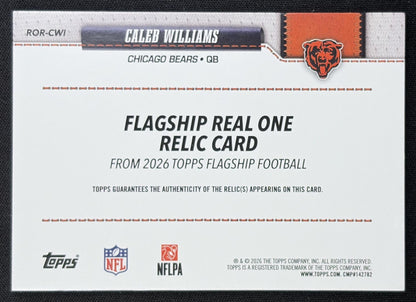 Caleb Williams 2026 Topps Real One Relic Orange /25 Bears back