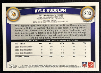 Kyle Rudolph 2011 Topps Chrome Orange Refractor Vikings - Minnesota Vikings