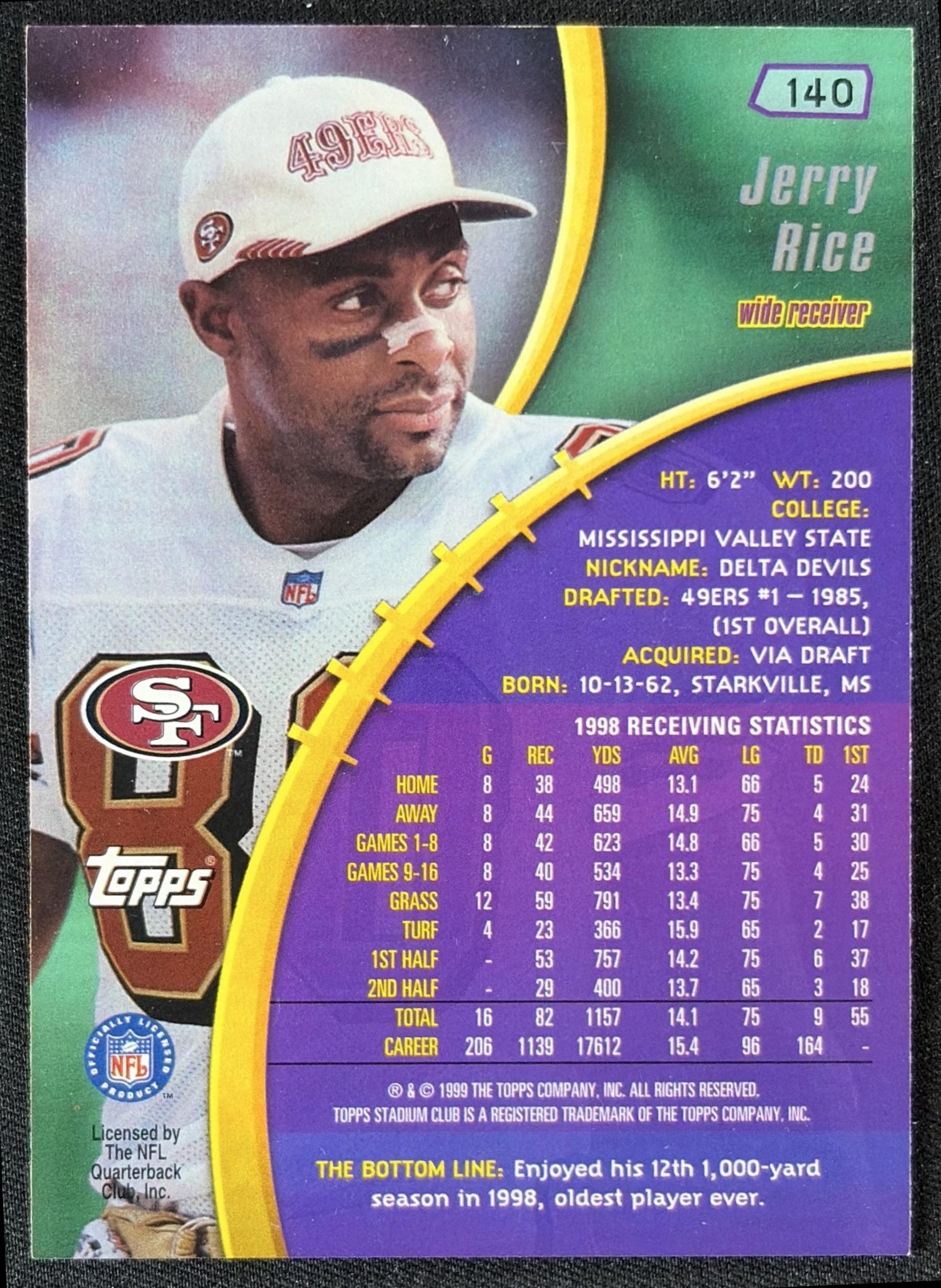 Jerry Rice 1999 Topps Stadium Club 49ers