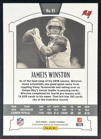 Jameis Winston 2019 Panini Legacy Red /299 Buccaneers back
