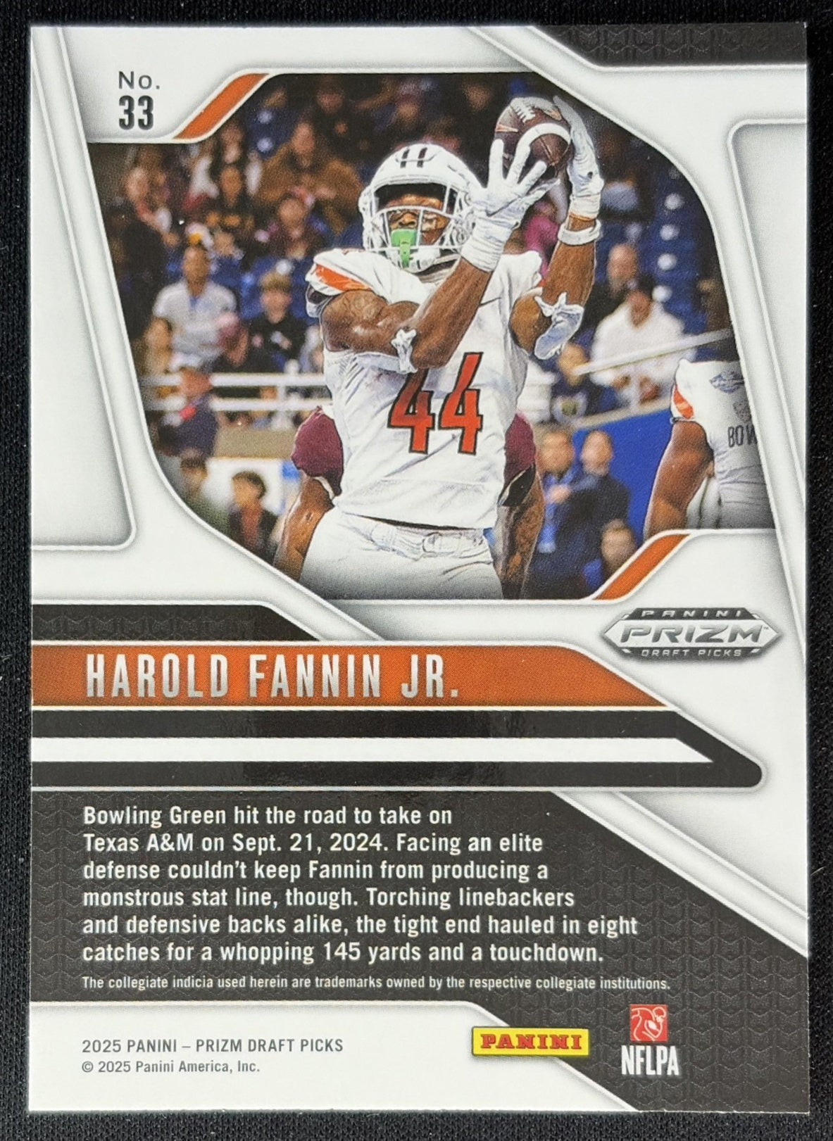 Harold Fannin Jr. 2025 Panini Prizm Draft Picks back