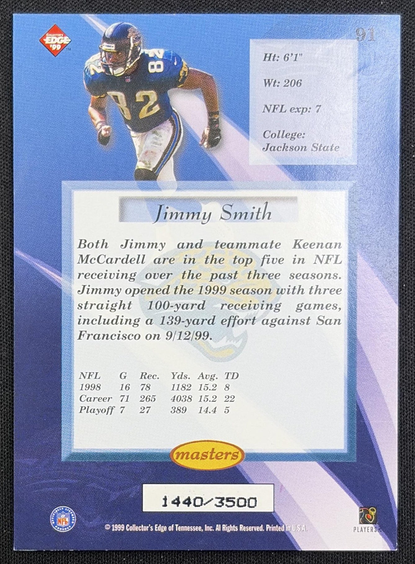 Jimmy Smith 1999 Collector's Edge Masters HoloSilver /3500 Jaguars