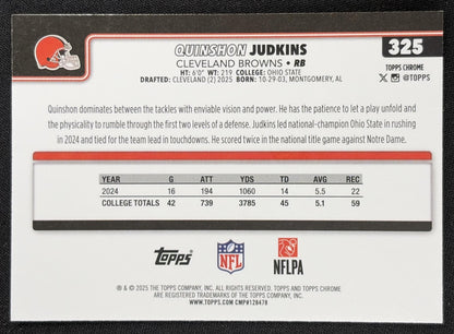 Quinshon Judkins 2025 Topps Chrome Team Camo Variation Browns Cleveland Browns