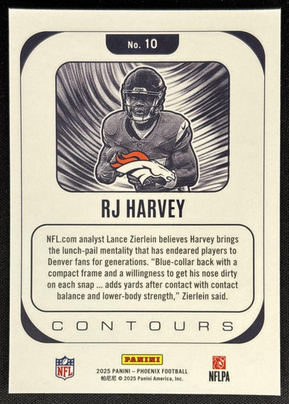 RJ Harvey 2025 Panini Phoenix Contours Broncos Sports Trading Cards