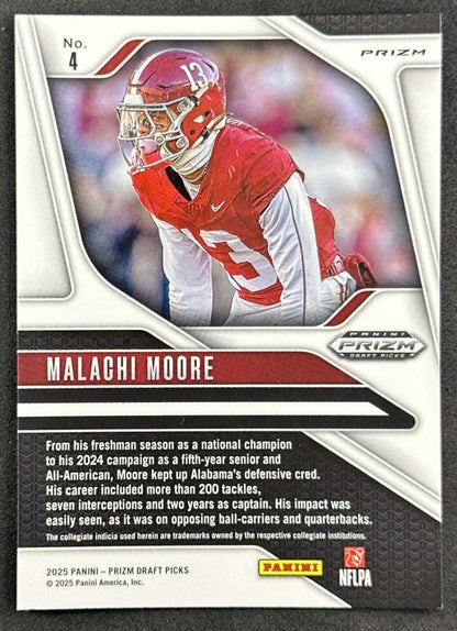 Malachi Moore 2025 Panini Prizm Draft Picks Purple Wave Crimson Tide Jets