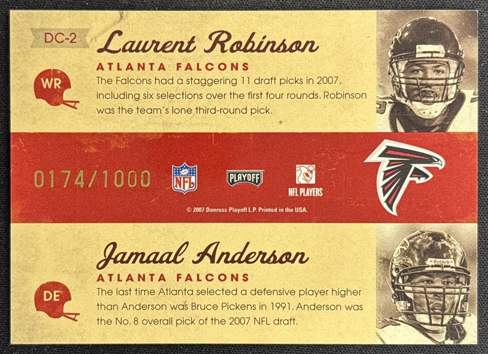 Laurent Robinson Jamaal Anderson 2007 Draft Class /1000 Falcons back