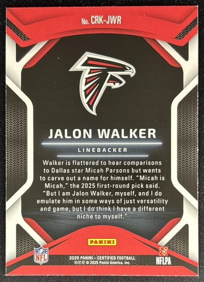 Jalon Walker 2025 Panini Certified Rookies Mirror Purple /299