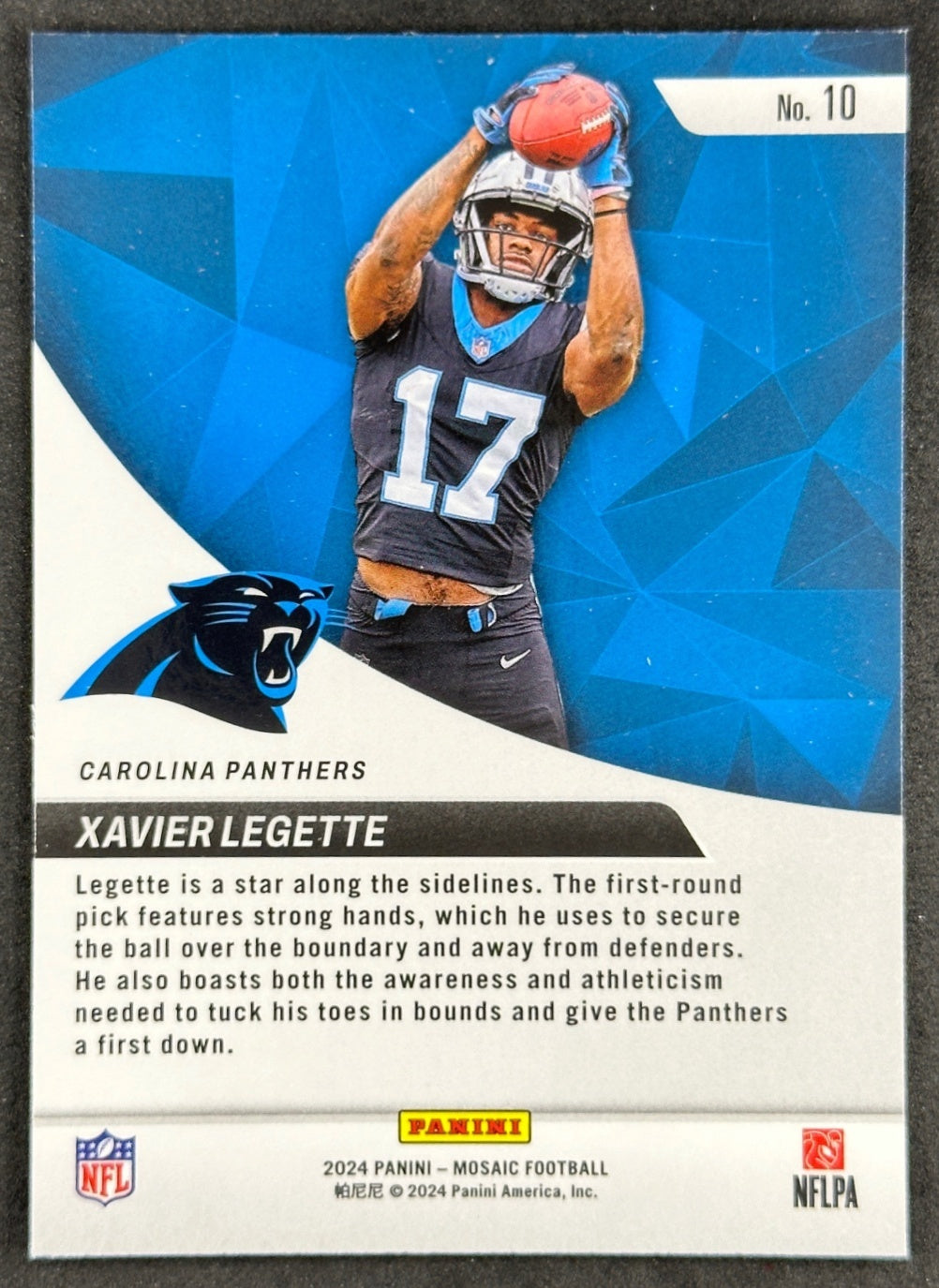 Xavier Legette 2024 Mosaic Elevate Panthers Sports Trading Card