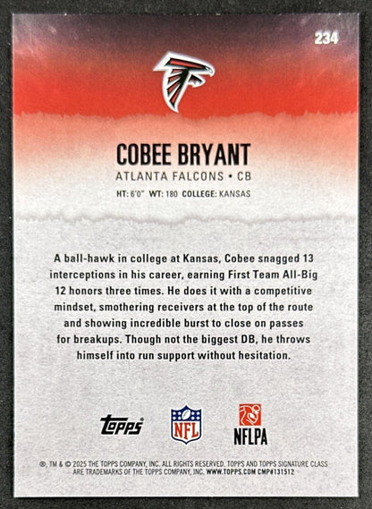 Cobee Bryant 2025 Topps Signature Class Rookie Blue & Yellow Foil Falcons