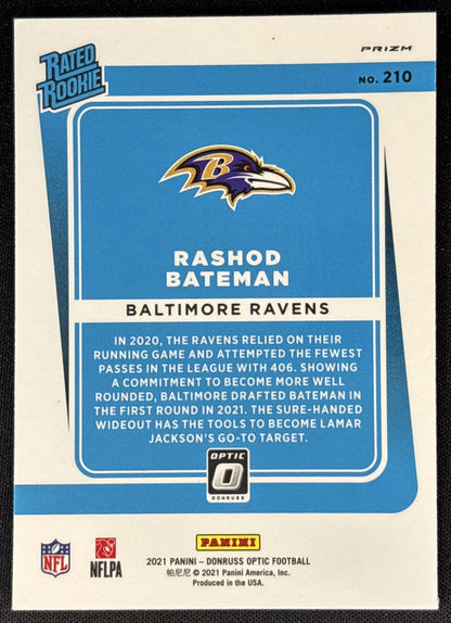 Rashod Bateman 2021 Panini Donruss Optic Blue Hyper Ravens