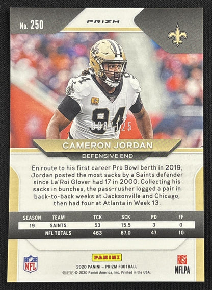 Cameron Jordan 2020 Panini Prizm Purple /125 Saints Sports Trading Card