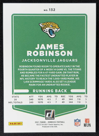 James Robinson 2021 Panini Donruss Press Proof Premium Jaguars Sports Trading Card