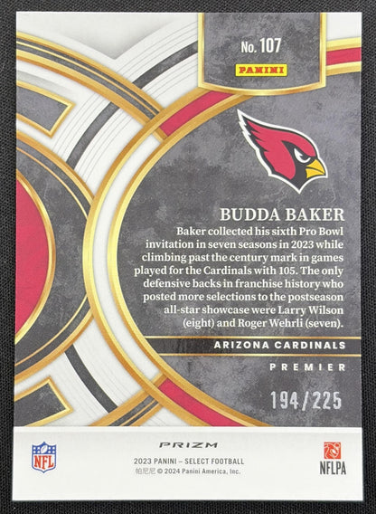 Budda Baker 2023 Panini Select Tri Color Prizms /225 Cardinals