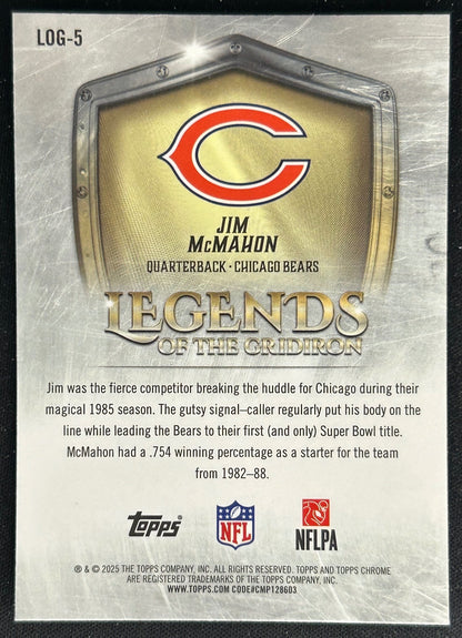 Jim McMahon 2025 Topps Chrome Legends of the Gridiron Bears Sports Trading Cards
