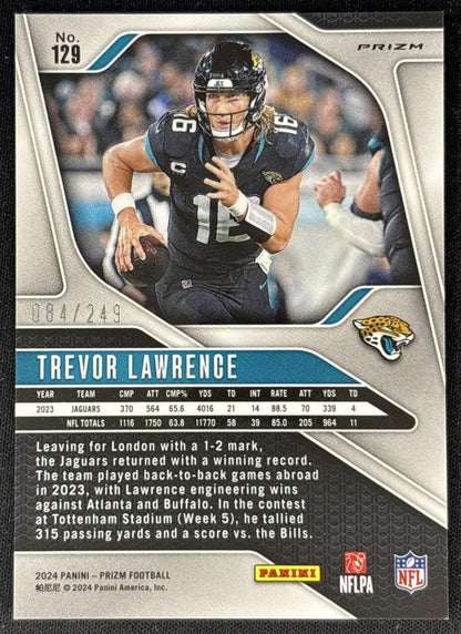 Trevor Lawrence 2024 Panini Prizm Orange /249 Jaguars back