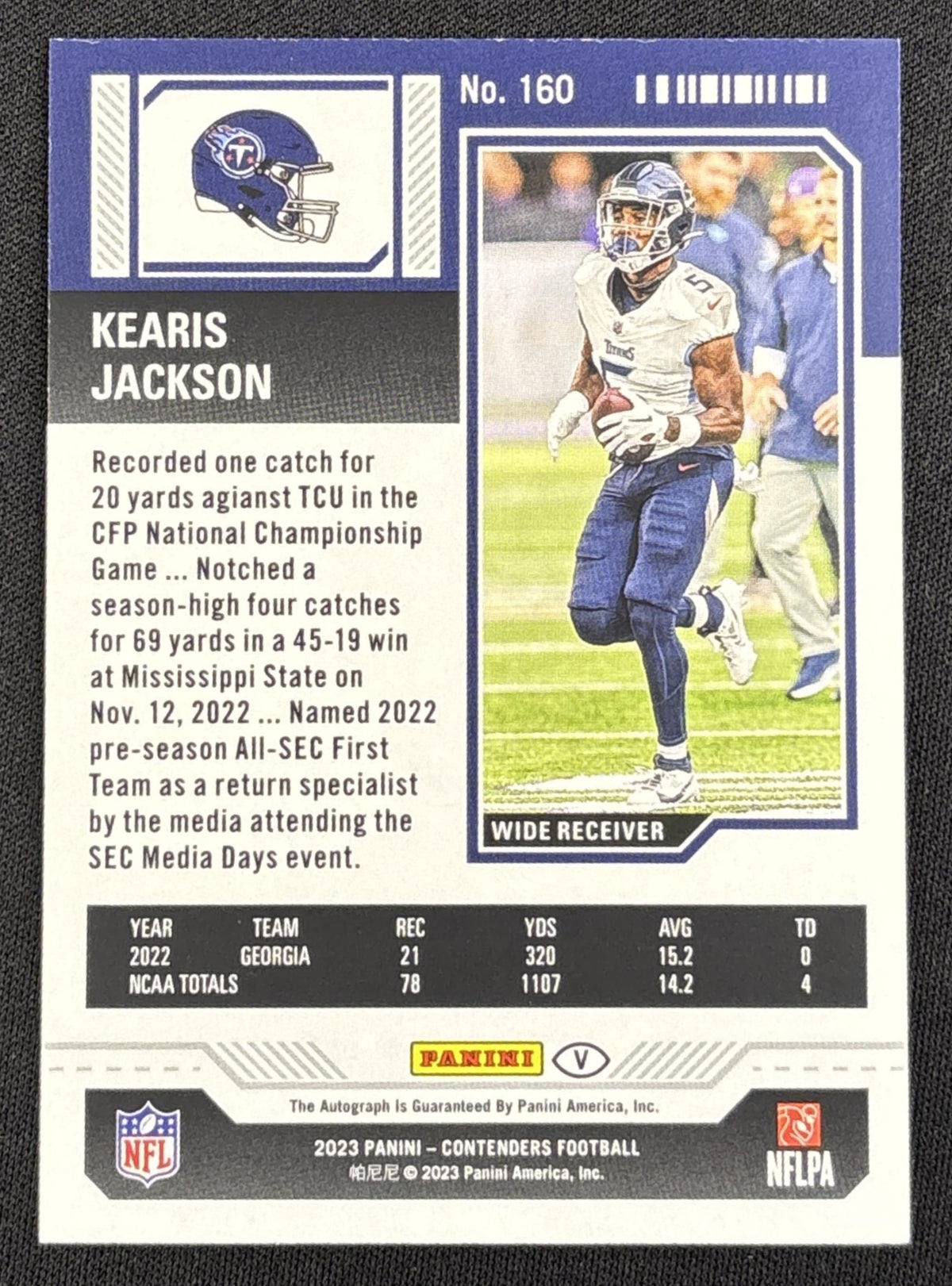 Kearis Jackson 2023 Panini Contenders Opening Kickoff Ticket Titans