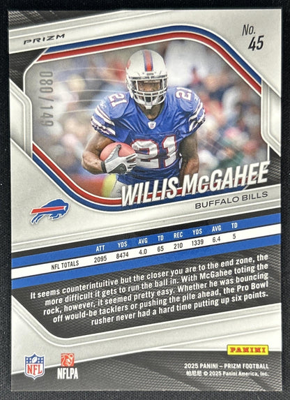 Willis McGahee 2025 Panini Prizm Red Wave /149 Bills Back
