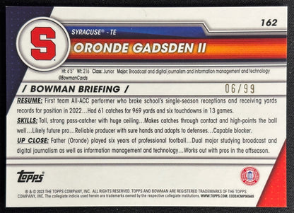 Oronde Gadsden II 2023 University Chrome Green Refractor /99 - Back