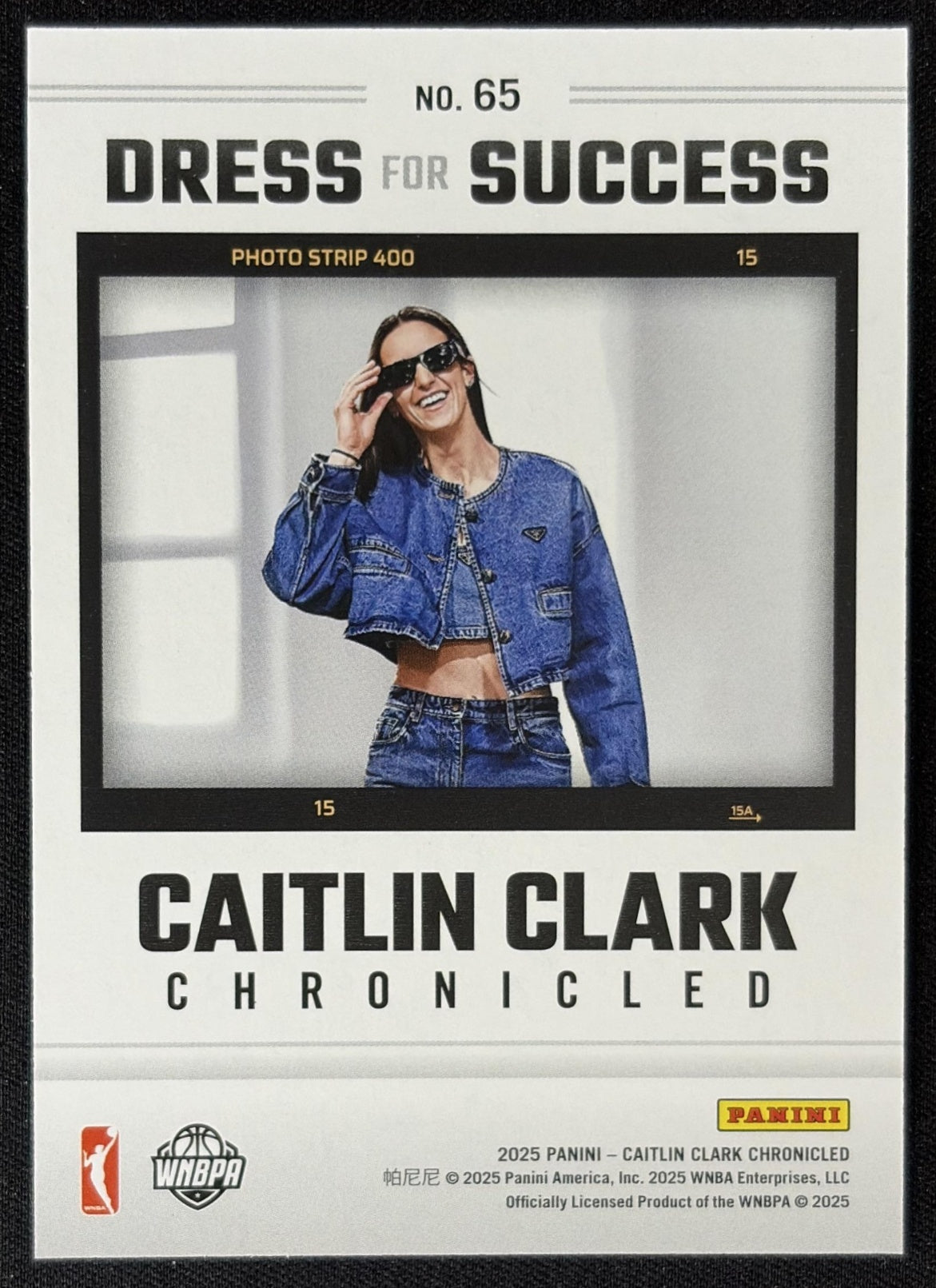Caitlin Clark 2025 Panini Chronicled Dress For Success Holo 65Fever