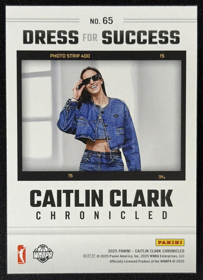 Caitlin Clark 2025 Panini Chronicled Dress For Success Holo 65Fever