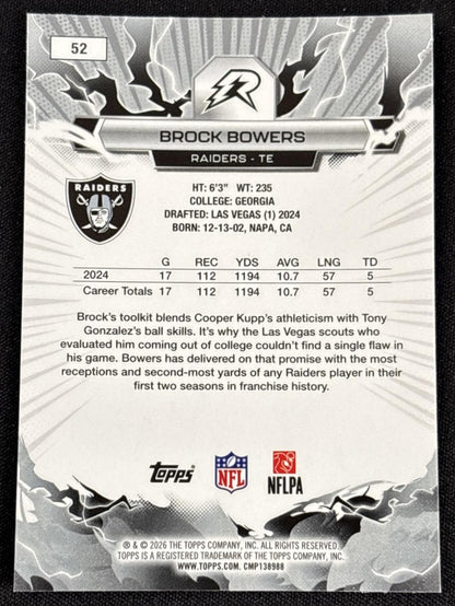 Brock Bowers 2025 Topps Resurgence Raiders