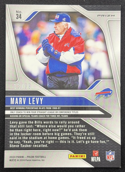 Marv Levy 2024 Panini Prizm Blue Ice /99 Bills