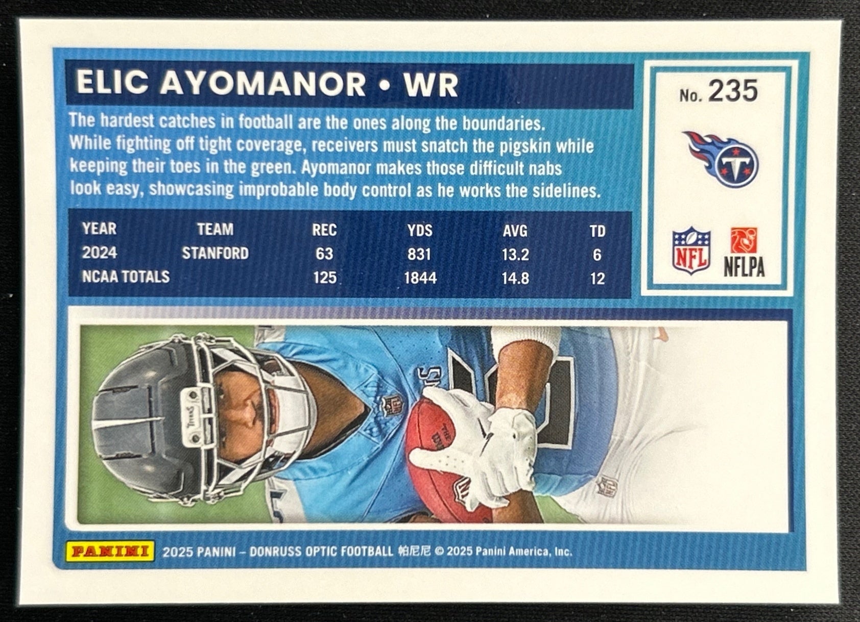 Elic Ayomanor 2025 Donruss Optic Rated Rookie Titans Sports Trading Cards