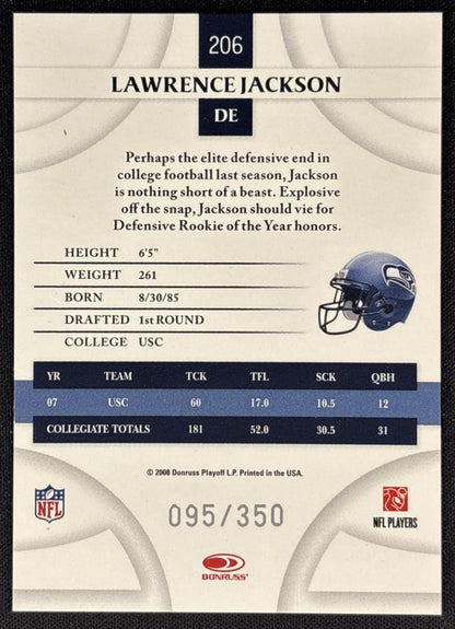 Lawrence Jackson 2008 Donruss Threads Retail Blue /350 Seahawks back