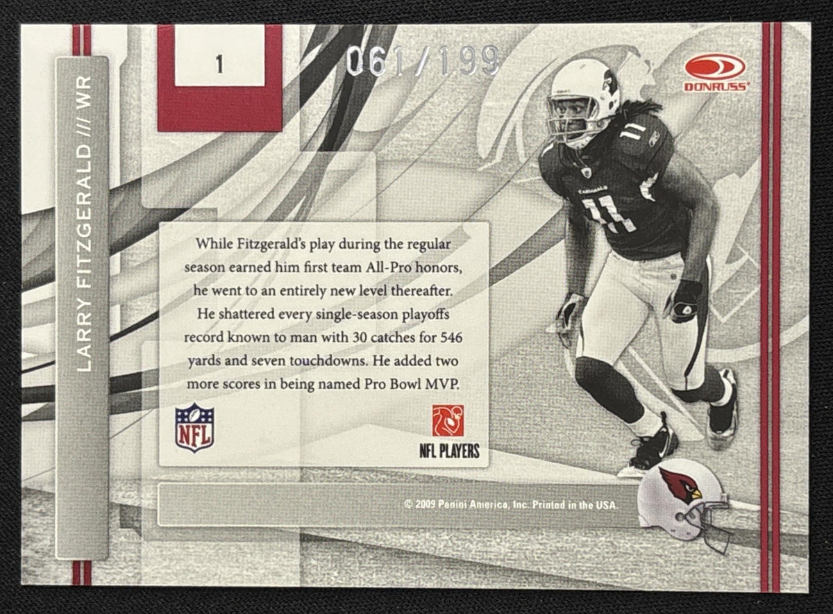 Larry Fitzgerald 2009 Panini Donruss Elite Zoning Commission Red /199 Cardinals Sports Trading Card