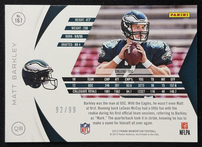Matt Barkley 2013 Panini Momentum Gold /99 Eagles