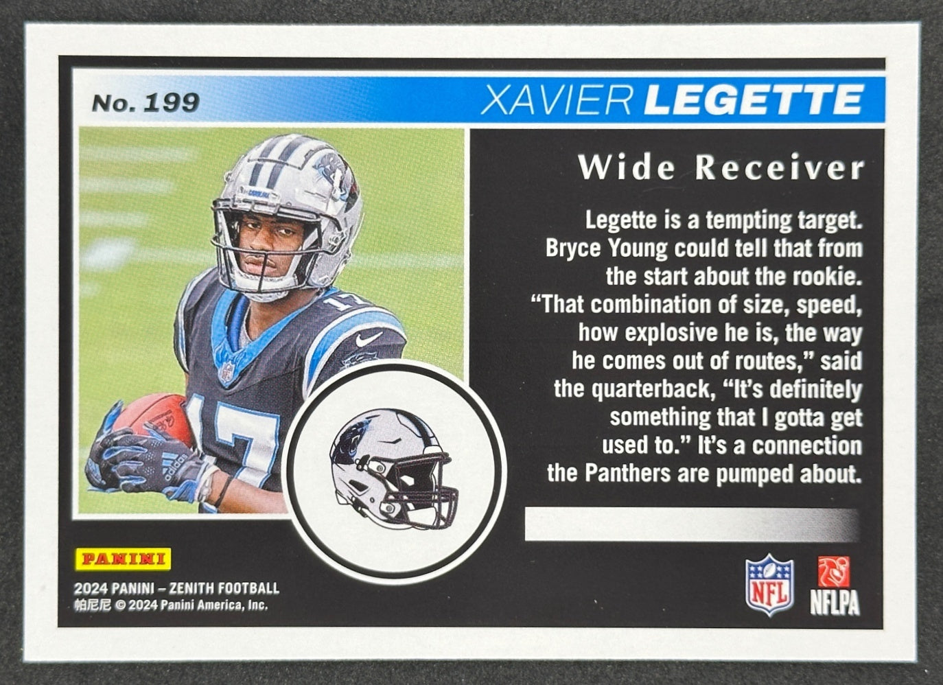 Xavier Legette 2024 Zenith Rookie Green 2 Minute Drill Panthers Sports Trading Card