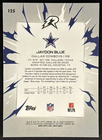 Jaydon Blue 2025 Topps Resurgence and Orange Spark Refractor Cowboys