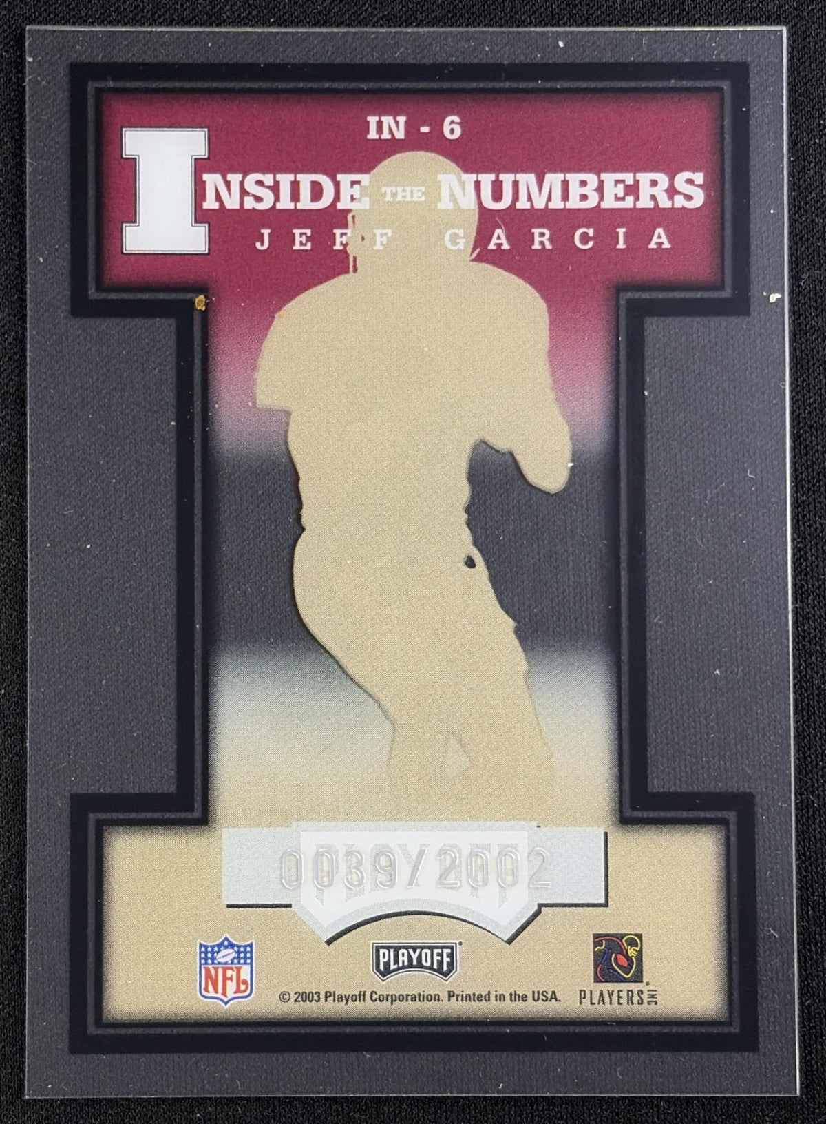 Jeff Garcia 2003 Playoff Prestige Inside the Numbers /2002 49ers - Back