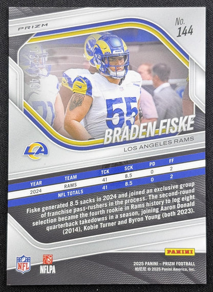 Braden Fiske 2025 Panini Prizm Red Wave /149 Rams