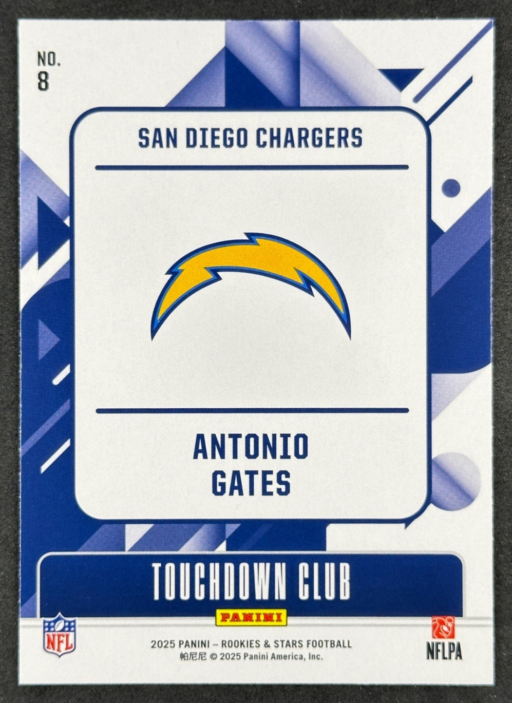Antonio Gates 2025 Rookies & Stars Touchdown Club Chargers Football Cards