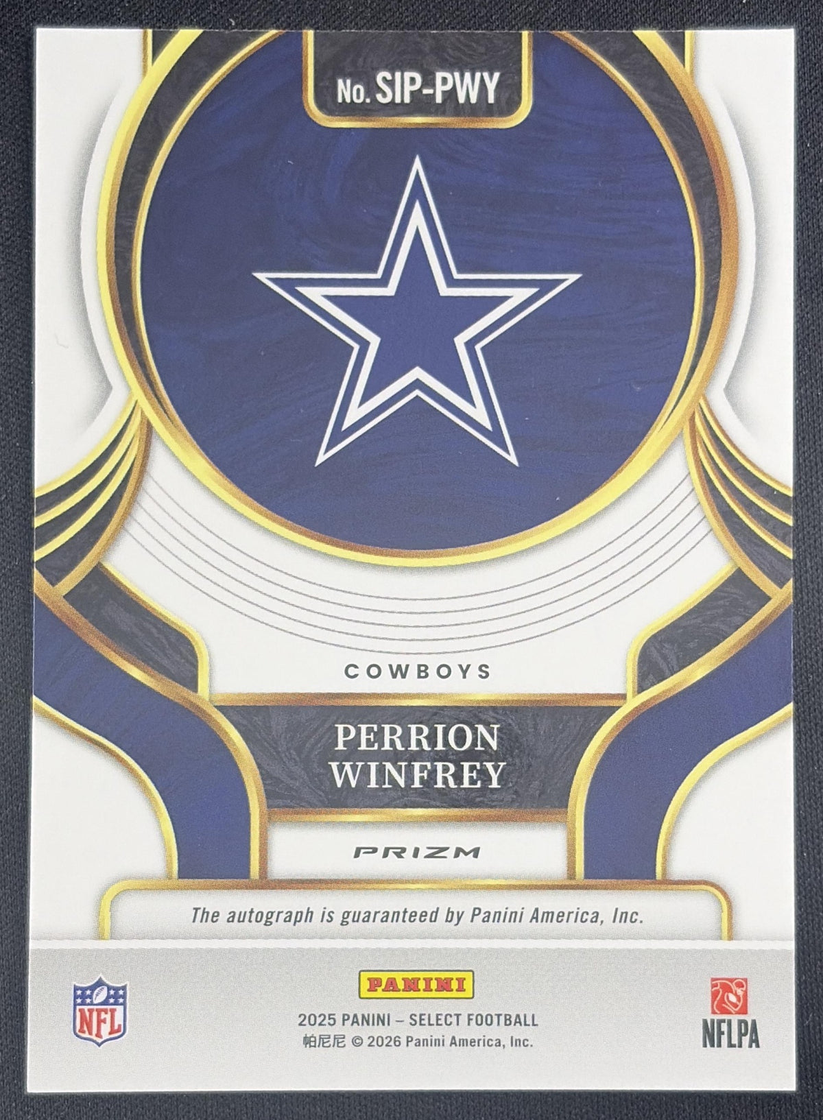 Perrion Winfrey 2025 Panini Select Signatures Cowboys