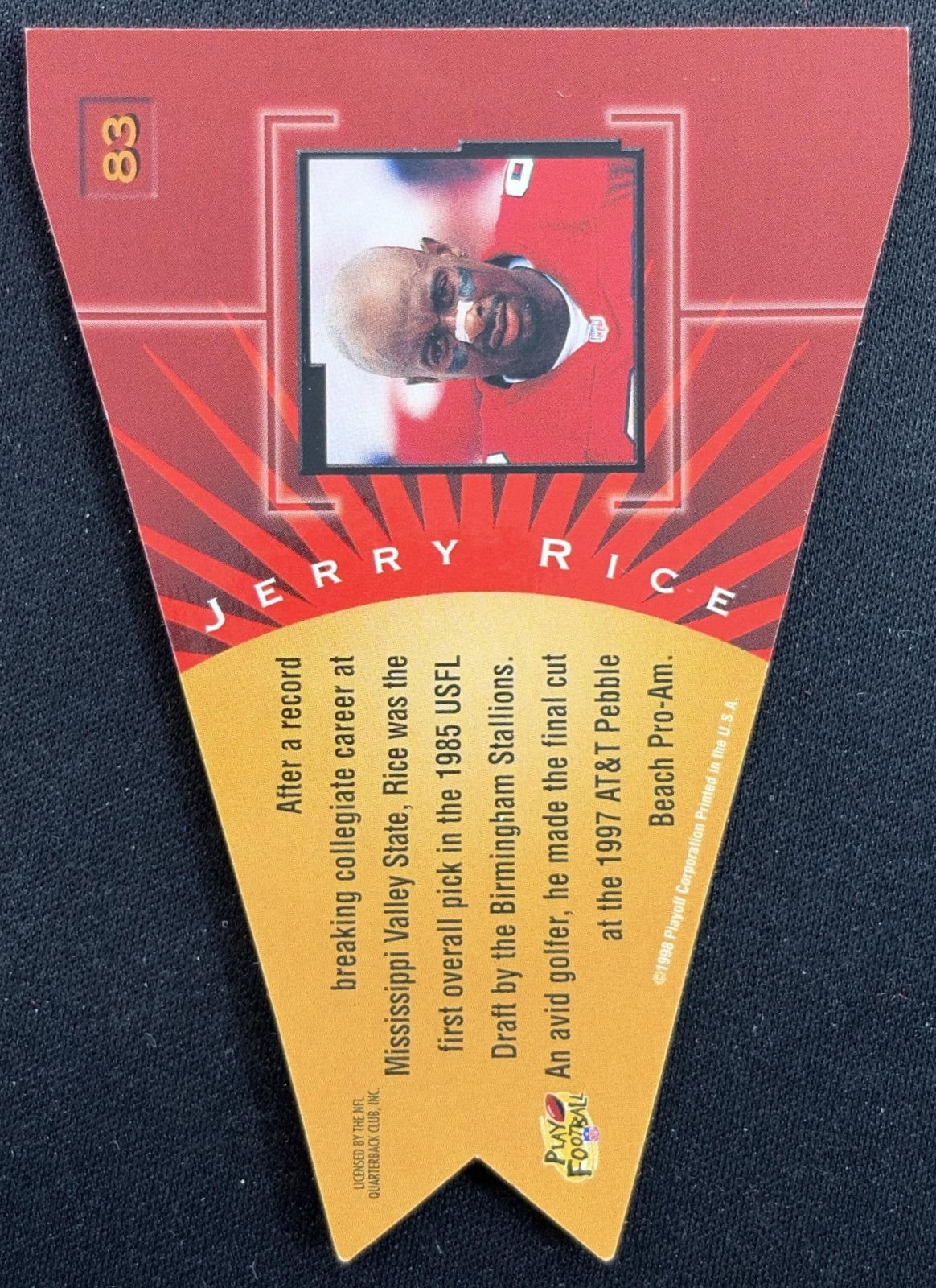 Jerry Rice 1998 Playoff Contenders Pennants Registered Exchange Red Felt 49ers Sports Trading Cards