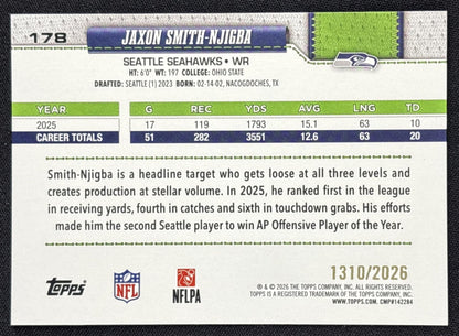 Jaxon Smith-Njigba 2026 Topps Gold /2026 Seahawks