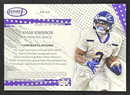 Amar Johnson 2025 SAGE Aspire Auto Silver /25