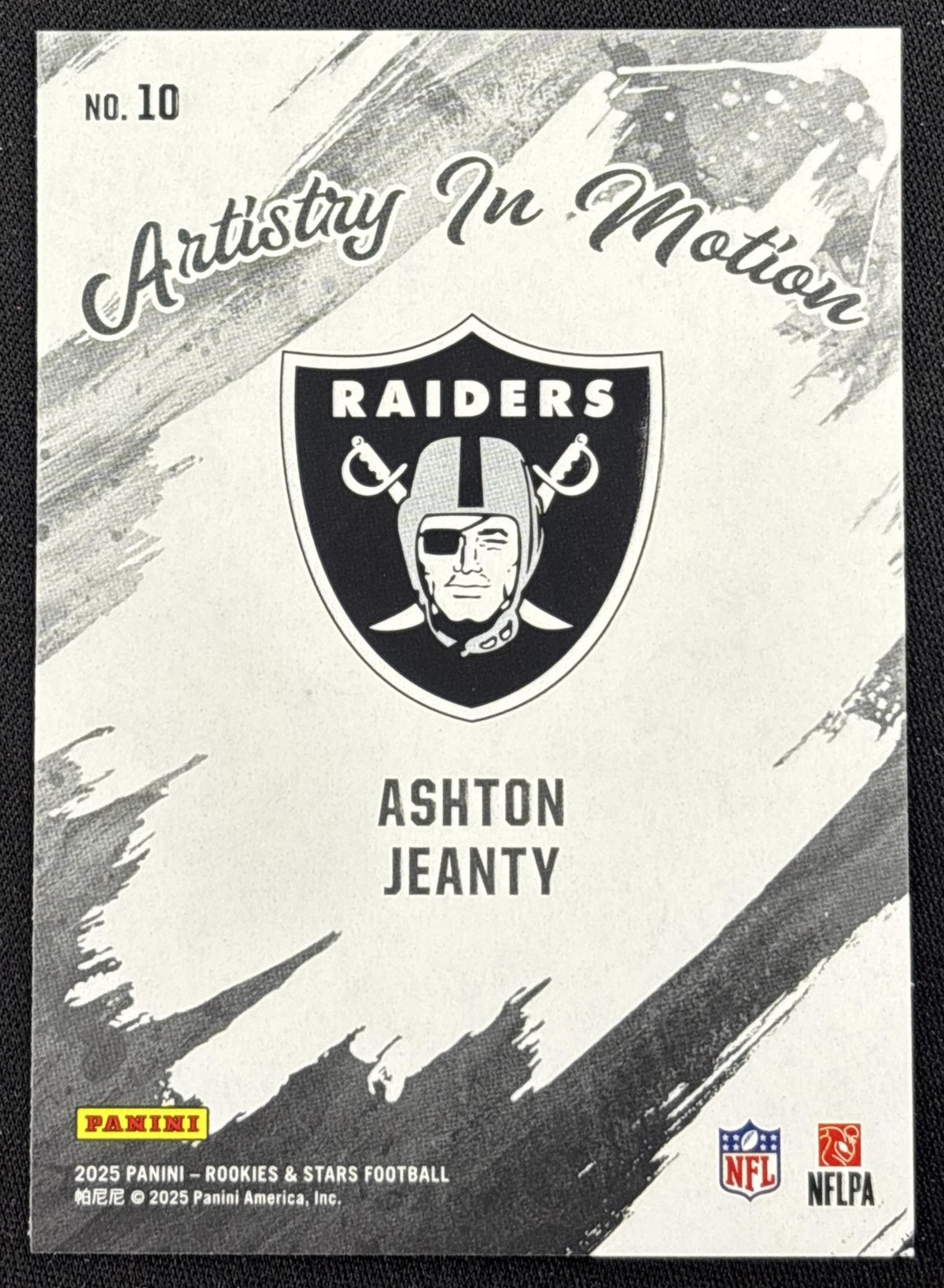 Ashton Jeanty 2025 Panini Rookies & Stars Artistry in Motion Raiders Las Vegas Raiders
